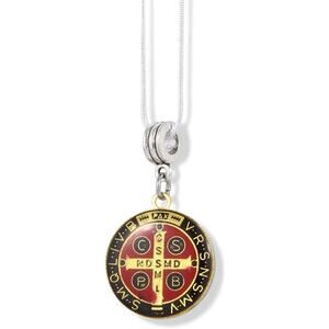 Saint Benedict Coloured Charm Snake Chain Necklace